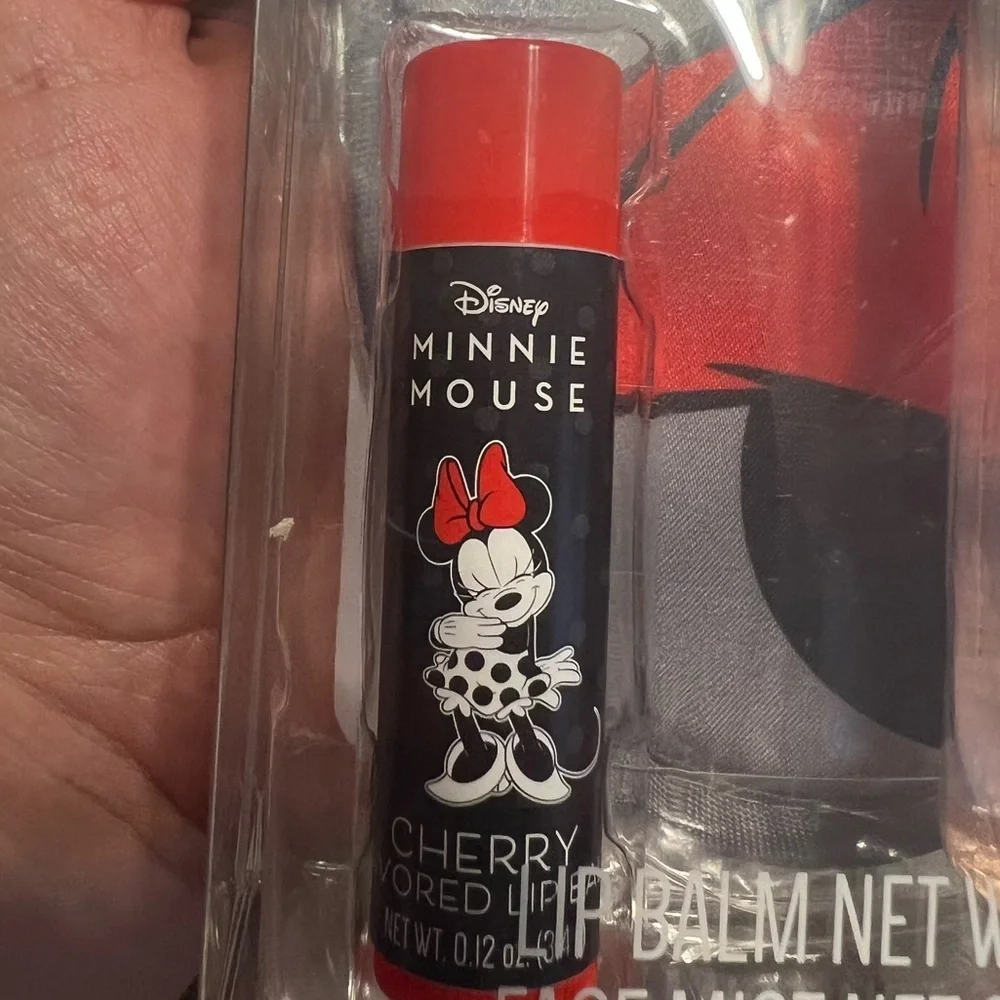 NWT Minnie Mouse Disney Sleep Mask, Lip Gloss, &  Face Mist Set